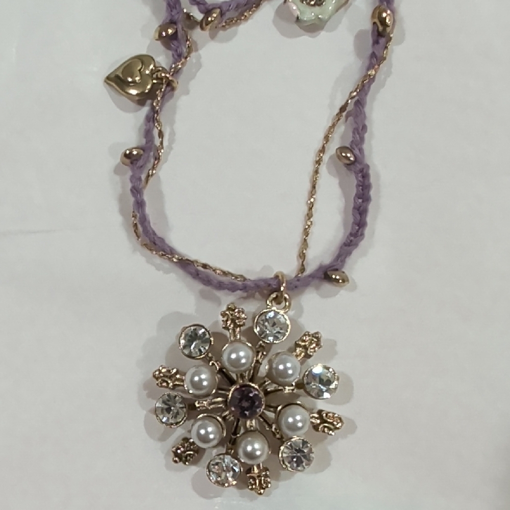 Betsy Johnson Elegant Gold and Purple Pendant Necklace